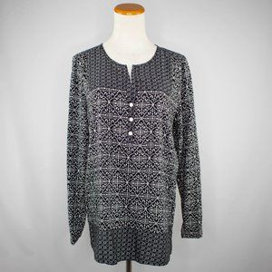 J. Jill black and white tunic rayon blouse (S)